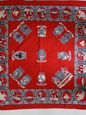 Vintage Dutch Netherlands Souvenir Scarf Banadana 25" Square Red Fryslan